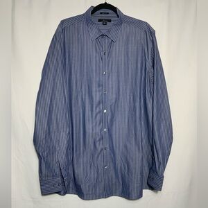Marc Anthony Navy Striped Dress Shirt